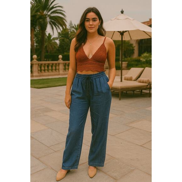 Gerard Darel Cylinia Relaxed Straight Leg Jeans 8 Tall Drawstring Waist 36" Boho - Picture 3 of 9